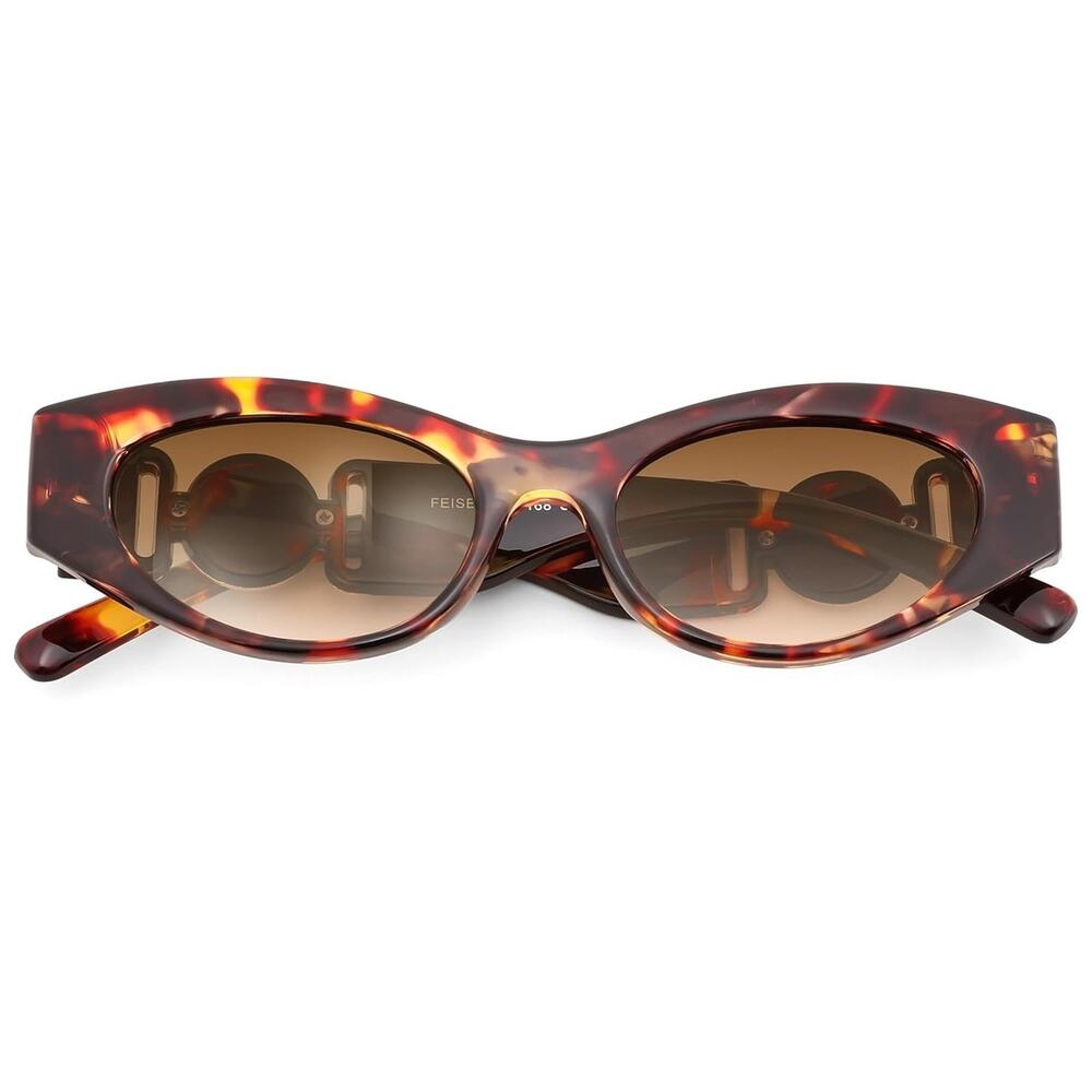 Unique 90s Y2K Womens Tortoise Brown Gradient Cat Eye Sunglasses - Picture 5 of 5